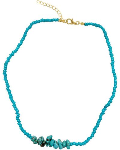 Adornia 14k Plated Bead Necklace - Blue