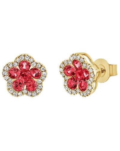 Sabrina Designs 14k 1.37 Ct. Tw. Diamond & Ruby Flower Studs - Red