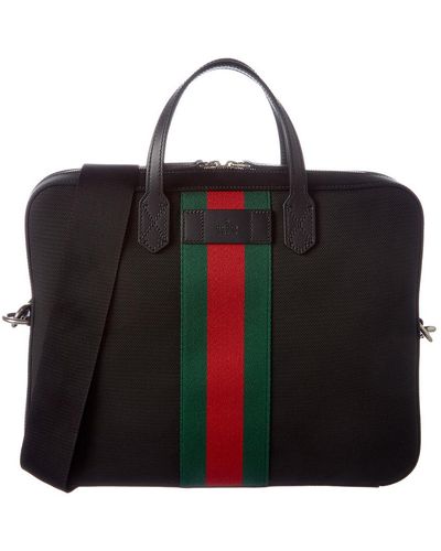 Gucci Web Canvas Slim Briefcase - Black