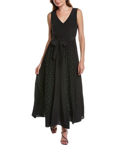 Elie Tahari Polka Dot Silk Maxi Dress - Black