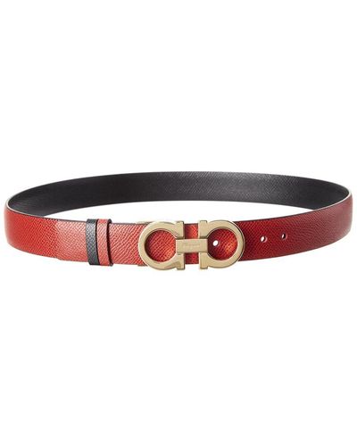 Ferragamo Gancini Reversible & Adjustable Leather Belt - Red