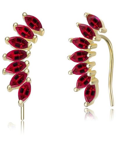 Genevive Jewelry 14k Over Silver Cz Crawler Earrings - Red