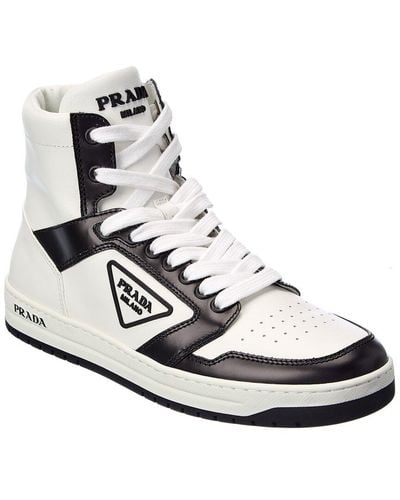 Prada Logo Leather Sneaker - White