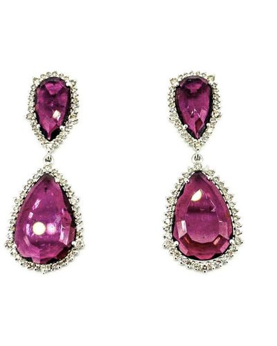 Arthur Marder Fine Jewelry Silver 1.63 Ct. Tw. Diamond & Pink Tourmaline Earrings