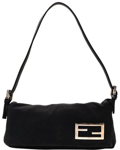 Fendi Canvas Baguette Bag (Authentic Pre-Owned) - Black