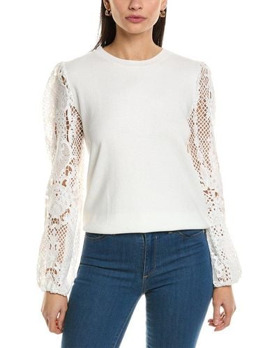 Fate Contrast Lace Sweater - White