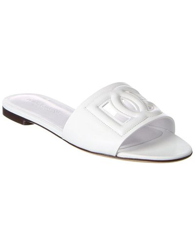 Dolce & Gabbana Dg Logo Leather Sandal - White