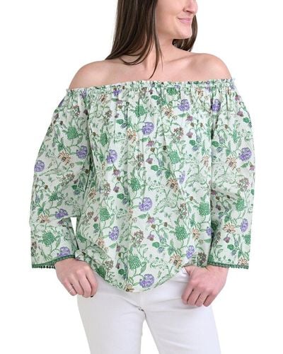 Pomegranate Off The Shoulder Top - Green