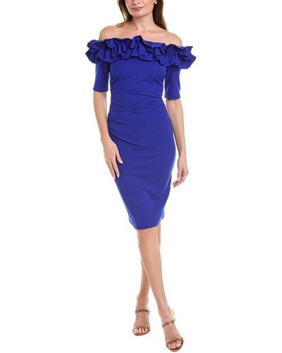 Joseph Ribkoff Ruffle Mini Dress - Blue