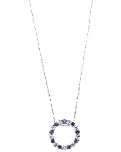 Suzy Levian Diamond & Sapphire Open Circle Necklace - Blue