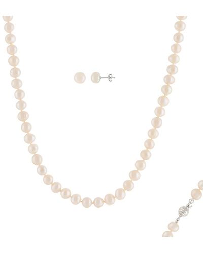 Splendid Silver 7-7.5mm Freshwater Pearl Earrings & Necklace Set - White