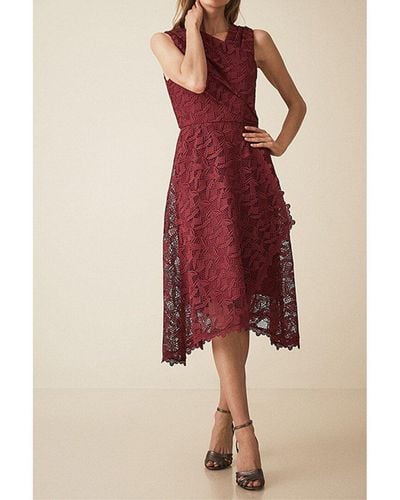 Reiss Blm Rayna Wrap Front Lace Dress - Red