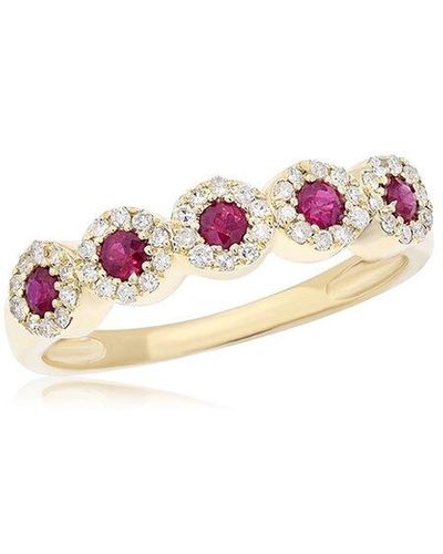 Diana M. Jewels Fine Jewelry 14k 0.56 Ct. Tw. Diamond & Ruby Half-eternity Ring - Pink