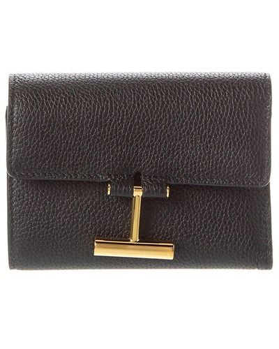 Tom Ford Tara Leather French Wallet - Gray