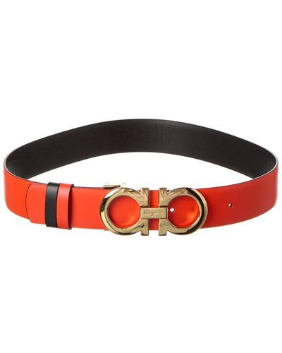 Ferragamo Gancini Reversible & Adjustable Leather Belt - Red