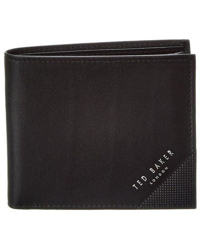 Ted Baker Prug Embossed Corner Leather Bifold Wallet - Black