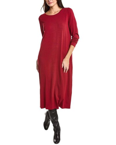 Eileen Fisher Jewel Neck Slim T-shirt Dress - Red