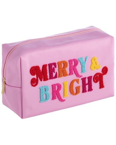 Shiraleah Cara Merry & Bright Large Cosmetic Pouch - Pink