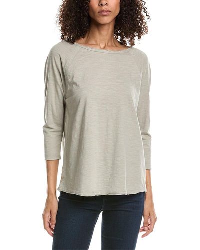 InCashmere In2 By 3/4-Sleeve Linen T-Shirt - Gray