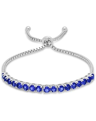 MAX + STONE Max + Stone Silver 5.10 Ct. Tw. Created Blue Sapphire Adjustable Bolo Bracelet