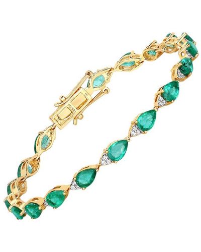 Diana M. Jewels Fine Jewellery 18k 6.91 Ct. Tw. Diamond & Emerald Bracelet - Metallic