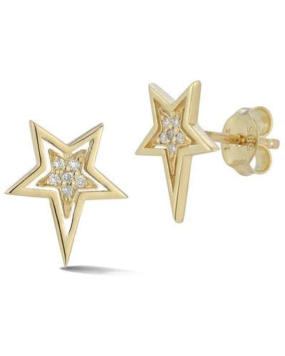 Ember Fine Jewelry 14k 0.06 Ct. Tw. Diamond Star Studs - Metallic
