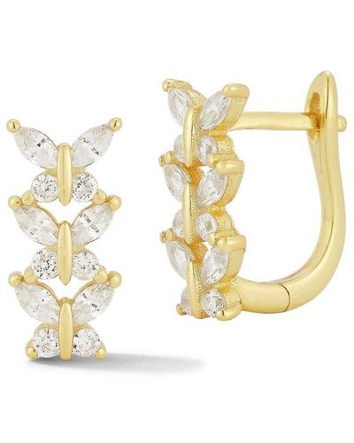 Glaze Jewelry 14k Over Silver Cz Butterfly Huggie Earrings - Metallic