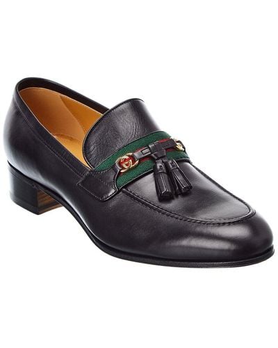 Gucci Interlocking G Tassel Leather Loafer - Black
