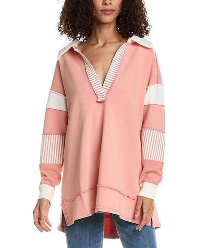 Free People Clean Prep Polo Pullover - Pink