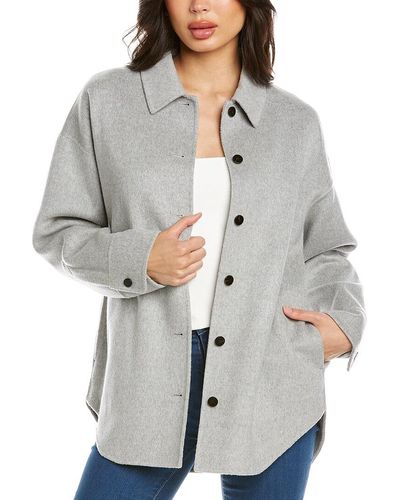 Theory Oversized Wool & Cashmere-blend Shirt Jacket - Gray