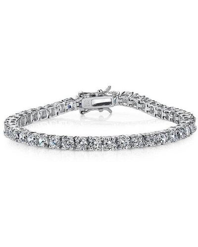 Genevive Jewelry Platinum Over Silver Cz Tennis Bracelet - White