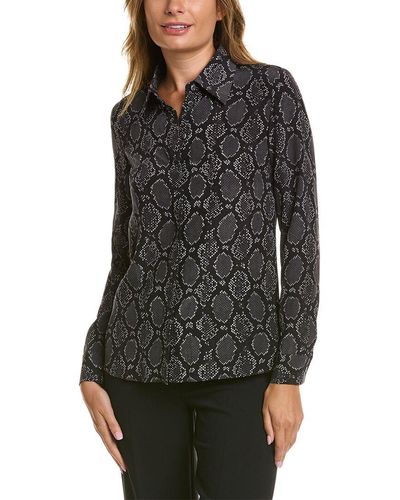 Michael Kors Hansen Python Print Silk Shirt - Black