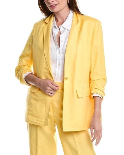 Anne Klein Linen-blend Blazer - Yellow