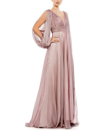 Mac Duggal Chiffon Open Sleeve A-line Gown - Pink