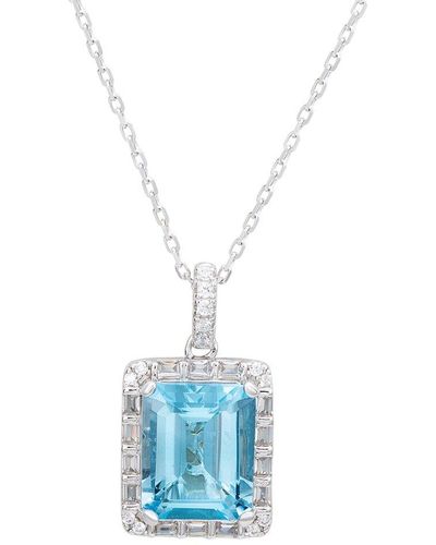 Suzy Levian 0.02 Ct. Tw. Diamond & Gemstone Unique Halo Pendant - Blue