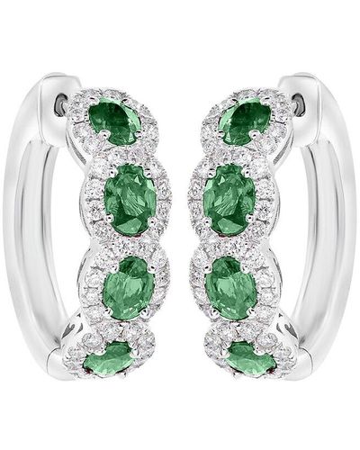 Diana M. Jewels Fine Jewelry 10k 2.19 Ct. Tw. Diamond & Emerald Earrings - Green