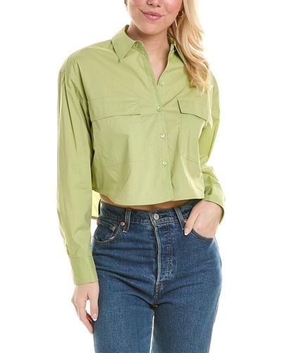 Rebecca Taylor Poplin Crop Shirt - Blue