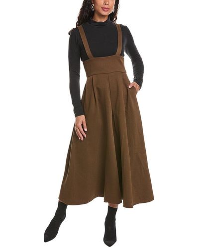 Gracia Wide Leg Overall Jumpsuit - Brown