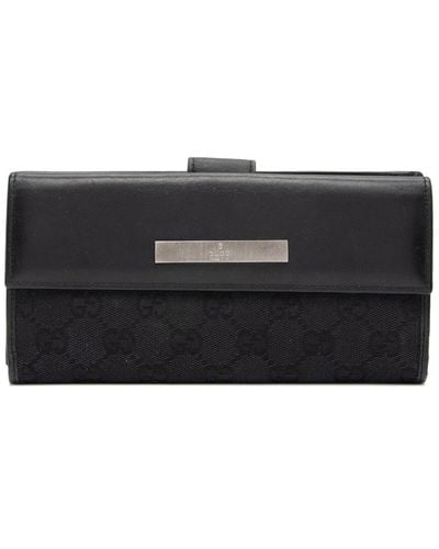 Gucci Gg Canvas & Leather Flap Continental Wallet (Authentic Pre-Owned) - Black