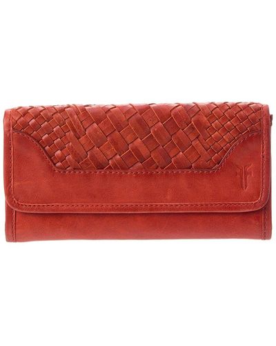 Frye Melissa Basket Woven Leather Wallet - Red