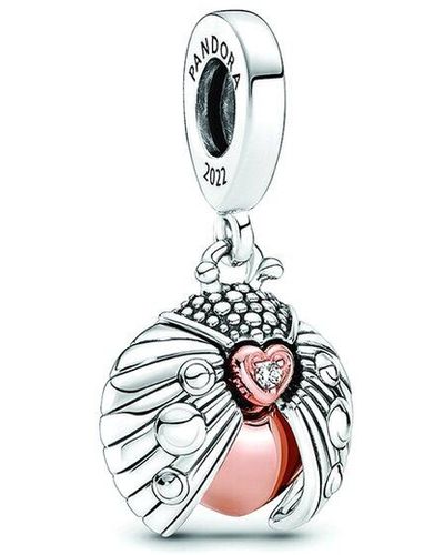 PANDORA Moments 14k Rose Gold Plated & Silver Ladybird Dangle Charm - White