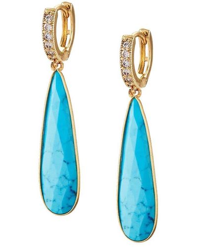Liv Oliver 50.00 Ct. Tw. Turquoise Cz Earrings - Blue