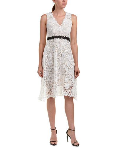 Donna Morgan V-neck Lace Midi Dress - White