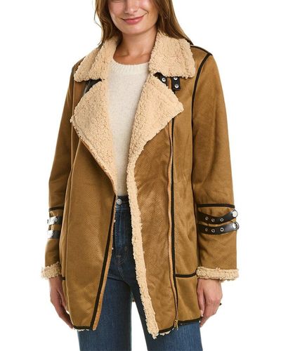 La Fiorentina Asymmetrical Zip Jacket - Brown