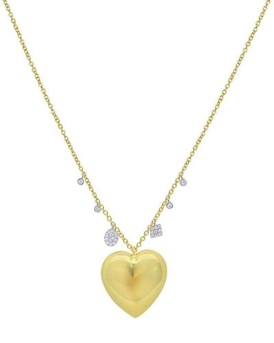 Meira T 14K 0.16 Ct. Tw. Diamond Heart Necklace - Metallic
