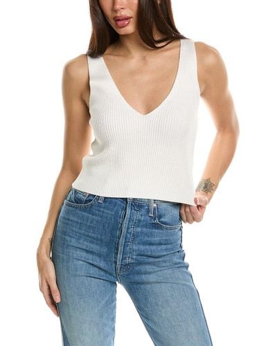 7 For All Mankind Crop Wool & Cashmere-blend Sweater Tank - Blue