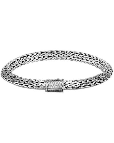 John Hardy Silver 0.17 Ct. Tw. Diamond & Gemstone Classic Chain Woven Bracelet - White