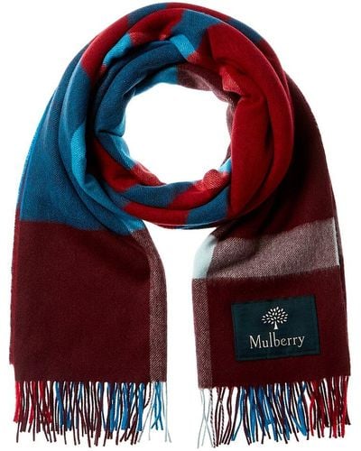 Mulberry Large Check Wool Scarf - Red