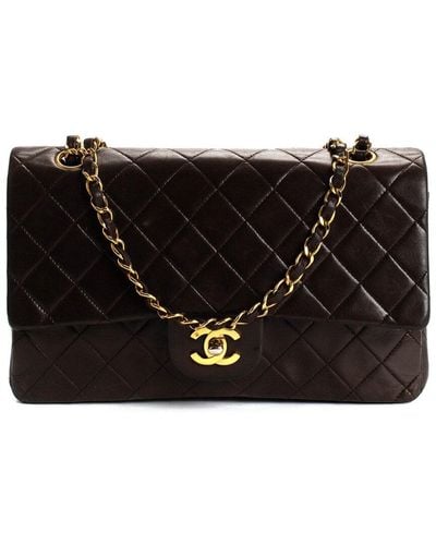 Chanel Quilted Leather Medium Double Flap Shoulder Bag (Authentic Pre- Owned) - Black