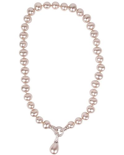 Saachi Rhodium Pearl Necklace - Metallic